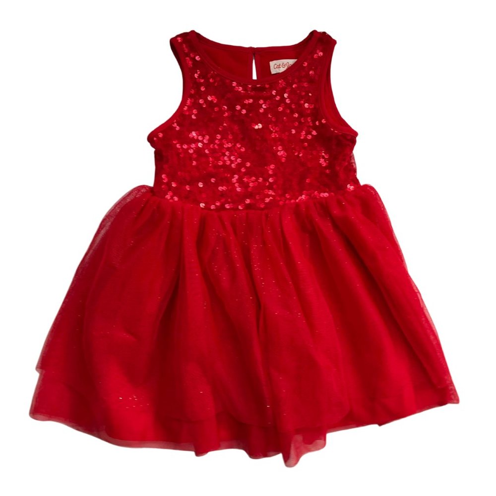 Cat and Jack Red Sequin Dress Toddler Size 2